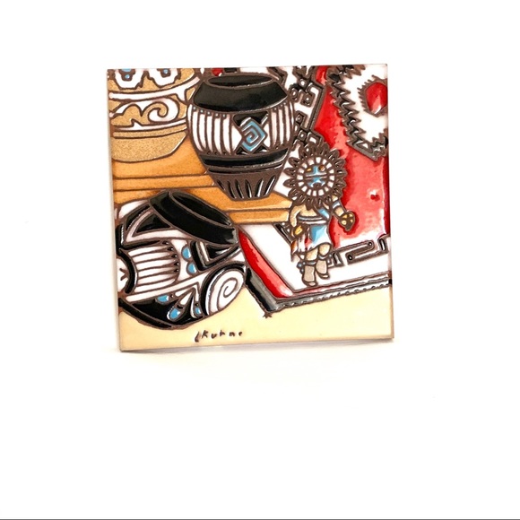 Vintage Earthtones Glazed Tile Trivet/Wall Decor - Picture 9 of 9